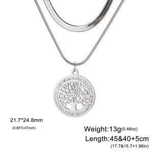 SKYRIM Womens Necklace Money Tree Pendant 2-layer Chain Necklace Fashion Jewelry Valentines Day gift for Girlfriend