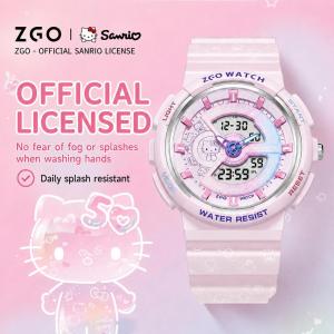 Sanrio Hello Kitty Watch TPU Strap ABS Case Dual Display Luminous Water Resistant Alarm 8573