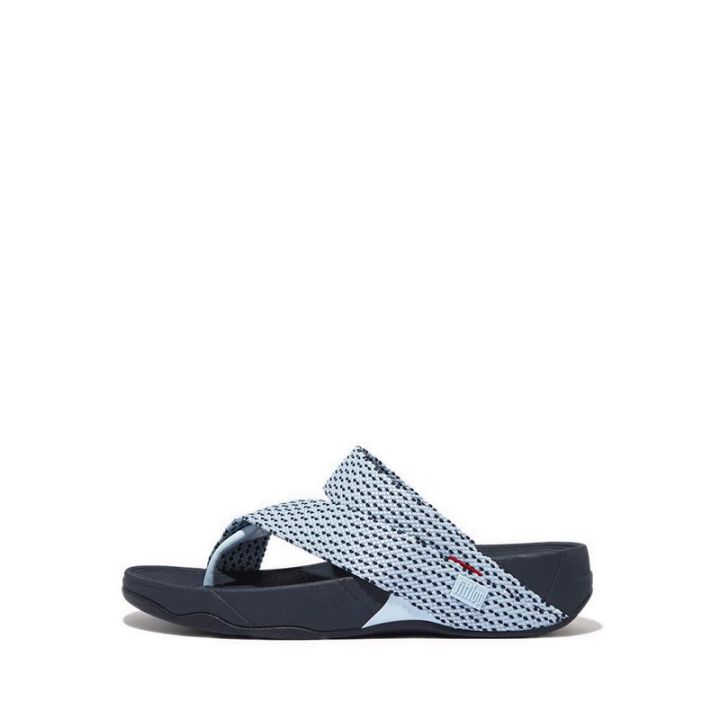 Fitflop Men SURFER WEAVE-STRIPE TOE-POST SANDALS |GF1-A84| Teal Blue Mix main image 1