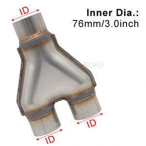 Dual Exhaust Tips Universal Car Exhuast Y Double Outlet Muffler Tip 409 Stainless Steel 3-Way Car Tail 51 57 63 76MM