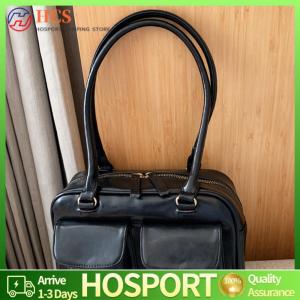 【HCS】Premium Leather Shoulder Bag for Women Double Pocket Design Compact Crossbody Purse for Work and Travel in Tan