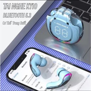 ( Bản Mới 2024 ) Tai nghe trong suốt Bluetooth Ultrapods KY10 Tai nghe chơi game LED màn hình kỹ thuật số Âm Thanh Chuẩn Bass Hay Dùng Cho Cả Máy Android và Iphone