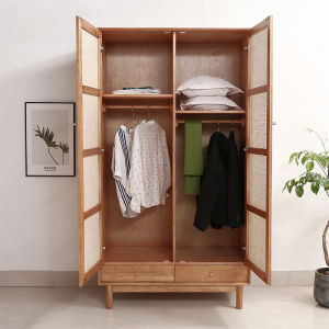 Japanese Tatami Style Wardrobe Double Door Cabinet Wardrobe Cabinet Solid Wood Bedroom Wardrobe Kids Wardrobe (21-28 Days Delivery)