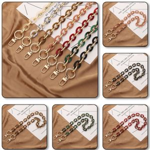 PUREGLOW ย้อนยุค แฟชั่น DIY ถอดออกได้ เปลี่ยนได้ เครื่องประดับกระเป๋า ที่จับกระเป๋าแบบถอดได้ เข็มขัดกระเป๋าสะพายข้าง โซ่กระเป๋าฮาร์ดแวร์ สายรัดกระเป๋าอะคริลิค