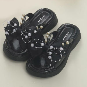 Sandal Jelly Anak Perempuan Motif Pita & Mutiara Bahan Karet Import Warna Pastel Size 24-35 Usia 1-8 Tahun