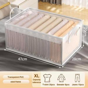 GREENSINDOOR  PVC Storage Box Foldable Organizer Storage Box Waterproof Wardrobe Organizer Box Jeans Shirts Pants Sweater Storage Box 衣服收纳盒