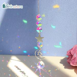 [Chinatera] Crystal Wind Chime Ornament Star Moon Pendant Prism Light Catcher Rainbow Maker Window Hanging Windchime Home Garden Decor