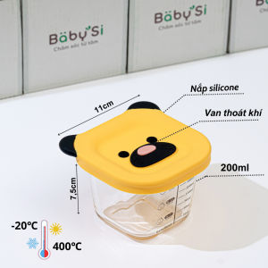 Hộp Thủy Tinh Trữ Đồ Ăn Dặm BaBysHộp Trữ Đông Có Nắp Đậy Silicone Chia Vạch Có Van Thoát Khí