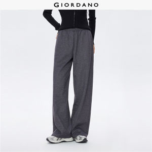 Giordano Women Double knit elastic waist wide leg sweatpants Free Shipping 05415865