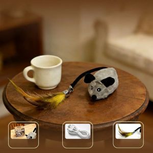 Đồ chơi chuột tự động sạc điện USB tương tác cho mèo - Đen Ta pet shop