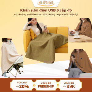 Khăn sưởi điện Có Pin 8 tấm nhiệt Áo choàng sưởi mọi lứa tuổi tiện lợi Chăn choàng sưởi làm ấm nhanh hiệu quả an toàn