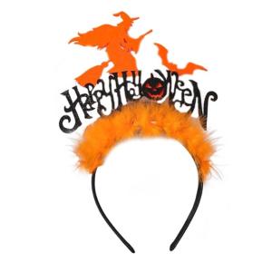 Carnivals Party Woman Hairband Plush Decor Sequins Witch Shape Headbands Animes Character Hair Hoop for Adult Teens