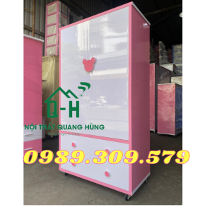 TỦ NHỰA BABY CAO CẤP CHO BÉ 2 CÁNH 2 HỘC MỞ NGANG 80CM CAO 1M5 MÀU HỒNG TAY NẮM DỄ THƯƠNG