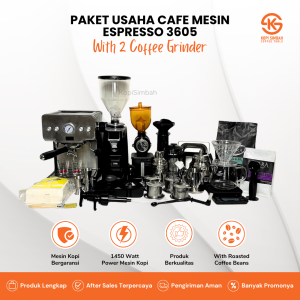 Paket Usaha Cafe Lengkap Mesin 3605 Alat Seduh Pembuat Kopi CRM3605 Espresso Maker Gustino GS 675 With 2 Coffee Grinder N500 N600