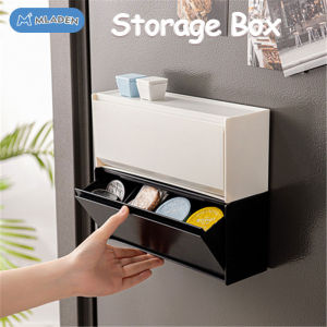 MLADEN Plastic Magnetic Refrigerator Storage Box Punch Free Removable Side Hanging Storage Rack Wall Mounted Large Capacity