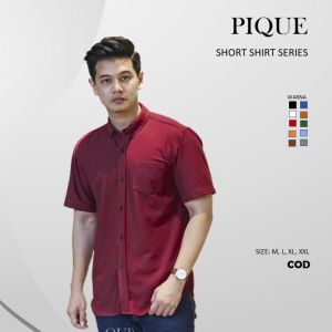 KEMEJA PRIA LENGAN DPENDEK POLOS FORMAL CASUAL KERJA SANTAI BAHAN PIQUE