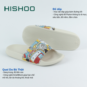 Dép quai ngang slipper Xứ Sở Đồ Đạc cao cấp nam nữ  HISHOO siêu nhẹ da Bò lộn thời trang size 36 - 45 U112