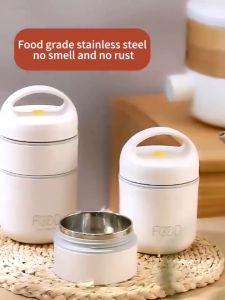 Thermal Food Container Bento Lunch Box with handle Vacuum Breakfast Cup for Student Kids Adults