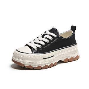 Sepatu Kanvas Bertali Wanita Sepatu Sneakers Kasual Kuliah Wanita Hak Tinggi Jaemin 122