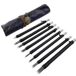 PHYHOO 8PCS Tungsten Steel Carving Chisel Set Multipurpose Wood Stone Cutting Knife Tools DIY Hand Carving Kit for Jewelry Making and Craft Processing