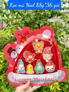 Kẹo bông dẻo noelkẹo dẻo giáng sinh hình ông già noelcây thông noel người tuyếtmũ noel 88gr