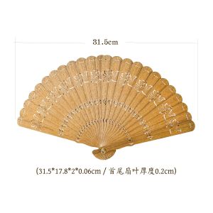 xpkQ Chinese Ancient Style Folding Fan Green Sandalwood Hollow Out Craft Classical Fan Home Decoration Solid Wood Fan 3H4K8