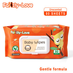 Extra Thick Unscented Baby Wipes 80 Sheets Pearl Stripe Wet Wipes for Baby Alcohol-Free | Family-Love