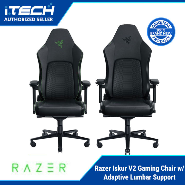 Razer Iskur V2 Gaming Chair Leather with Adaptive Lumbar Support Wide