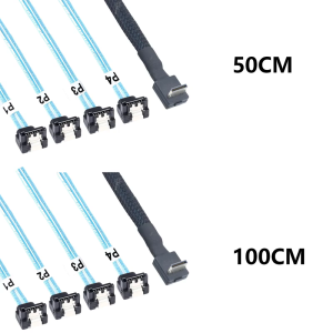 90 Degree Angled PCIe OCuLink SFF 8611 4i to 4X 7P Cable for eGPU and Solid Disk 50/100cm High Bandwidth Transfer