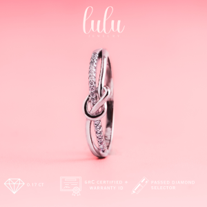 Lulu Moissanite Jewelry Lisa Infinity Ring 017CT Lapis Emas 18K Sertifikat GRA