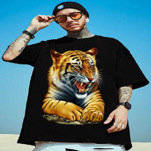 (มาใหม่) เสื้อยืดคนอ้วน เสื้อคอกลม cotton100% เสื้อสกรีนเท่ๆสกรีน ลาย Tiger ใหญ่สุด อก 65 นิ้ว ใส่สบาย ไม่ร้อน ไม่คัน พร้อมส่ง!!