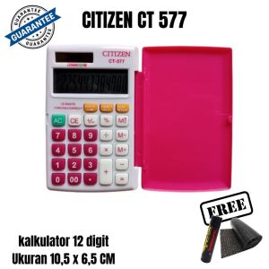 Kalkulator CT 577 12 Digit 120 Step Check Correct Baterai Panel Surya Sekolah Kantor Kasir