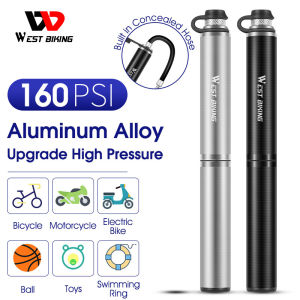WEST BIKING Bicycle Pump Portable 120-160PSI High Pressure Inflator Presta Schrader Valve Bike Pump Bicycle Accessories