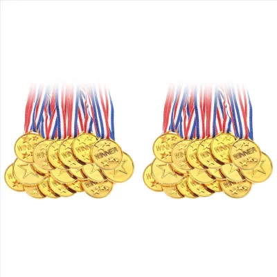 (LATY) 60 Pack Gold Plastic Winner Medals Award Medals for Kids - Perfect for Sports Competition and Party Favors