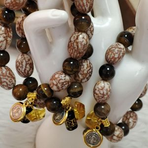 Brown Tiger Eye Bracelet 2025 Lucky Color Lucky Charm w/Buto ng Sinukuan Pangontra sa Inggit St Benedict Mantra