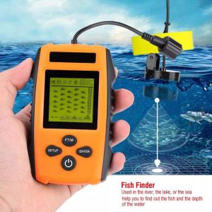 เครื่องหาปลาระบบโซนาร์ เครื่องค้นหาตำแหน่งปลา ซาวเดอร์หาปลา อุปกรณ์เสริมสำหรับตกปลา แบบพกพา จอLCD