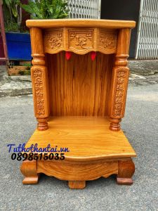 Bàn thờ thần tài cột vuông 40 x 60cm - Gỗ Gõ Đỏ