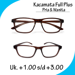 KACAMATA RABUN DEKAT FULL PLUS (+) FRAME KOTAK COKLAT PRIA DAN WANITA +1.00 SAMPAI +3.00