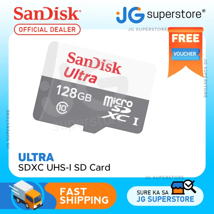 SanDisk Ultra Micro SD Card 128GB UHS-I SDXC Class 10 with 100mb/s Read  Speed Model SDSQUNR-128G-GN3MN JG Superstore Lazada PH