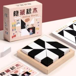 Đồ Chơi Xếp Hình Gỗ Đen Trắng Hiding Blocks – Kích Thích Tư Duy Logic & Sáng Tạo Cho Bé 3+