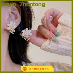 Aryio Fashion Flower Tassel Drop Earrings For Woman Wedding Jewelry Party Accessories