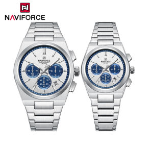 NAVIFORCE Watch Women Men Fashion Casual Couple Watch Waterproof Watch Original Stainless Steel Quartz Chronograph Luminous Display Date