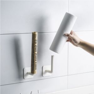 Japanese Style Self-adhesive Kitchen Bathroom No Label Storage Rack Wall-mounted Hook Kitchen Utensils