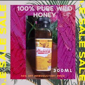 100% Pure Wild Honey Bee in 300ml Bottle (Original Unheated Unfiltered Uncultured Unprocessed) Soothes Colds and Coughs Strengthen Immune System Boosts Energy Beats Insomnia Anti-Bacterial Anti-Viral and Anti-Fungal Natural Substance