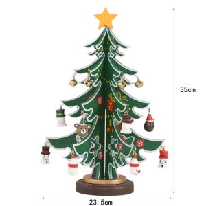 OKKFINE Wooden Material Christmas Tree Ornament Stereo Structure Handmade Craft DIY Christmas Tree DIY Assembly Desktop Ornament Home