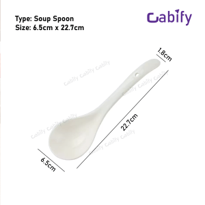 Cabify Ceramic White Thick Porcelain Soup Spoon Soup Ladle Cutleries Spoon Tea Coffee Dinnerware Spoon