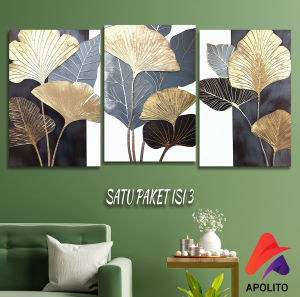 HIASAN DINDING ABSTRAK DAUN KERTAS (3 IN 1) & ECER AESTHETIC PAJANGAN DINDING ( 20X30 ) DEKORASI DINDING PAJANGAN KAYU PAJANGAN DINDING