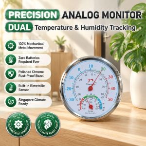 Household Pointer Thermometer and Hygrometer Temperature Indoor Outdoor Humidity Meter Gauge Round Type