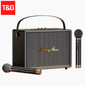 BASS-40 TWS Portable Bluetooth V5.4 KARAOKE Multi Functional LoudSpeaker with Dual Wireless Microphone Retro Design