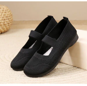 Free Shipping New Summer Collection: Breathable Mesh Fabric Soft-Soled Casual Shoes Knitted Mesh Design Suitable For Middle-Aged And Elderly Women